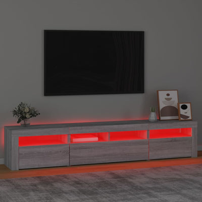 TV-taso LED-valoilla harmaa Sonoma 210x35x40 cm