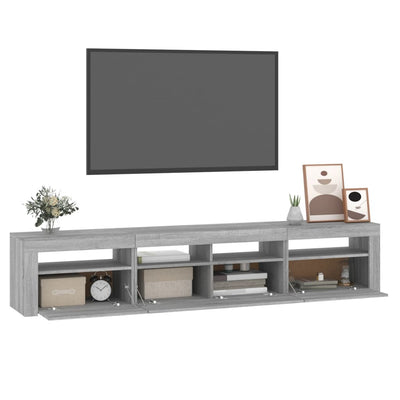 TV-taso LED-valoilla harmaa Sonoma 210x35x40 cm