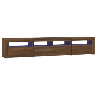TV-taso LED-valoilla ruskea tammi 210x35x40 cm