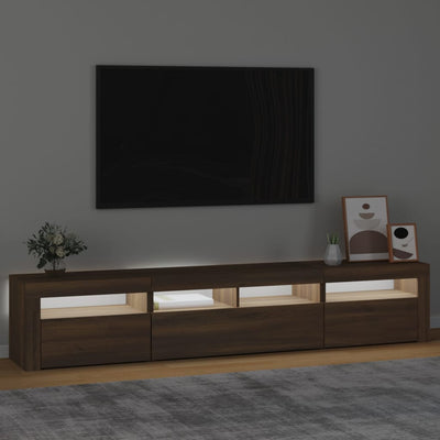 TV-taso LED-valoilla ruskea tammi 210x35x40 cm