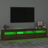 TV-taso LED-valoilla ruskea tammi 210x35x40 cm