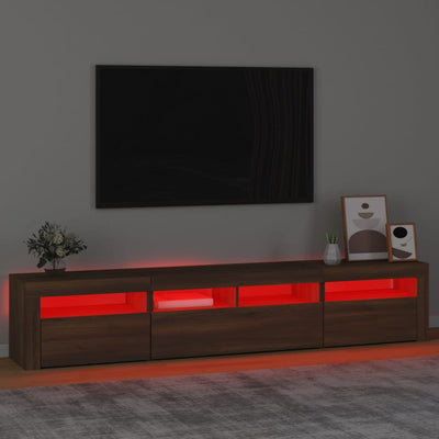 TV-taso LED-valoilla ruskea tammi 210x35x40 cm