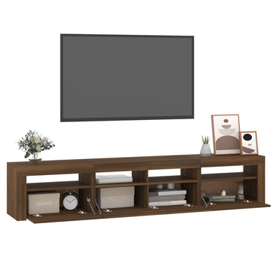 TV-taso LED-valoilla ruskea tammi 210x35x40 cm