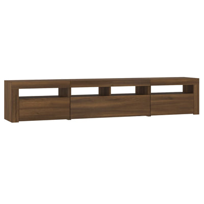 TV-taso LED-valoilla ruskea tammi 210x35x40 cm
