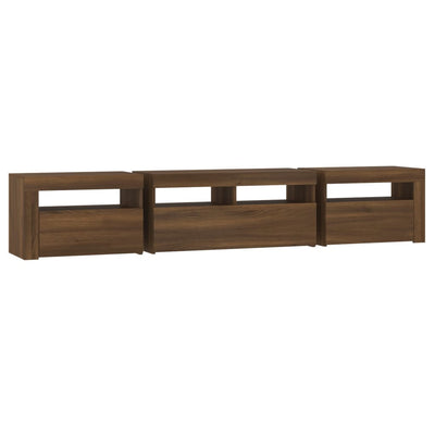 TV-taso LED-valoilla ruskea tammi 210x35x40 cm