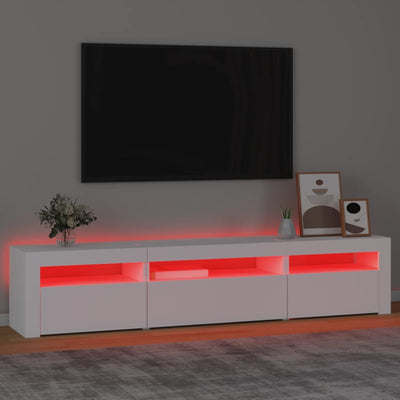Valkoinen tv-taso led-valoilla Ranciu 195x35x40cm