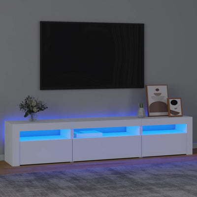 Valkoinen tv-taso led-valoilla Ranciu 195x35x40cm