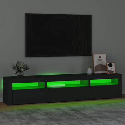 TV-taso LED-valoilla musta 195x35x40 cm