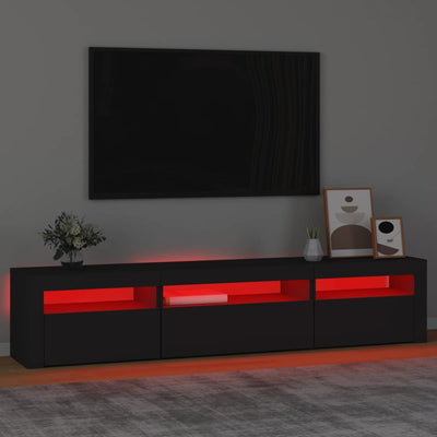 TV-taso LED-valoilla musta 195x35x40 cm