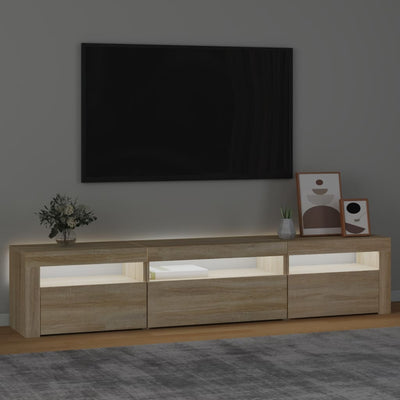 TV-taso LED-valoilla Sonoma-tammi 195x35x40 cm