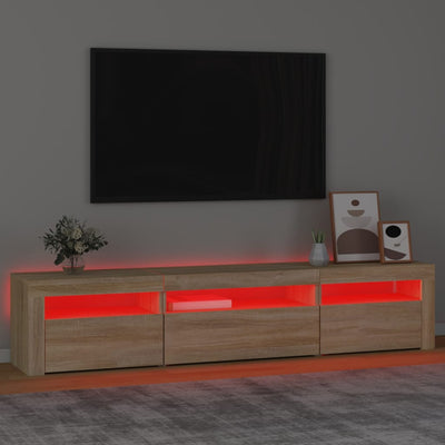 TV-taso LED-valoilla Sonoma-tammi 195x35x40 cm
