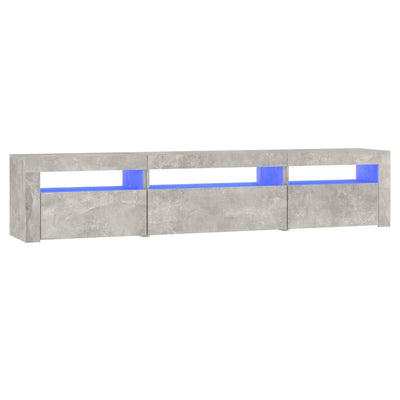 Betoninharmaa tv-taso led-valoilla Ranciu 195x35x40cm