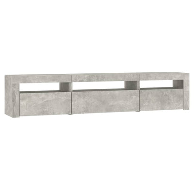 Betoninharmaa tv-taso led-valoilla Ranciu 195x35x40cm