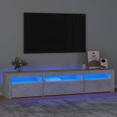 Betoninharmaa tv-taso led-valoilla Ranciu 195x35x40cm