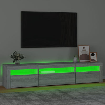 Harmaa tv-taso led-valoilla Ranciu 195x35x40cm