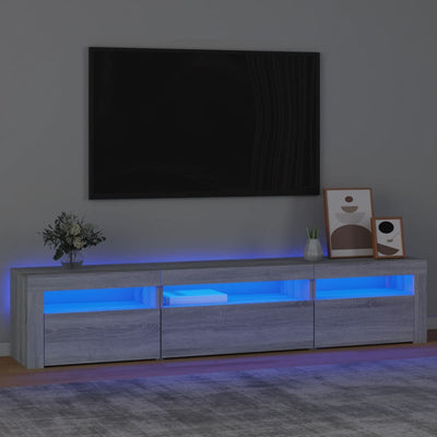 Harmaa tv-taso led-valoilla Ranciu 195x35x40cm