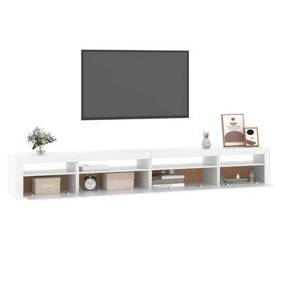 Valkoinen tv-taso led-valoilla Harghitei 270x35x40cm