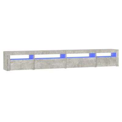 Betoninharmaa tv-taso led-valoilla Harghitei 270x35x40cm