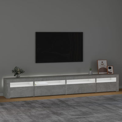 Betoninharmaa tv-taso led-valoilla Harghitei 270x35x40cm