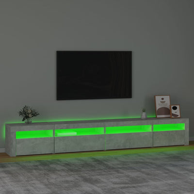 Betoninharmaa tv-taso led-valoilla Harghitei 270x35x40cm
