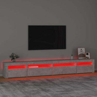 Betoninharmaa tv-taso led-valoilla Harghitei 270x35x40cm