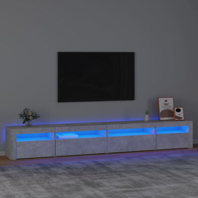 Betoninharmaa tv-taso led-valoilla Harghitei 270x35x40cm