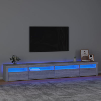 Harmaa tv-taso led-valoilla Harghitei 270x35x40cm