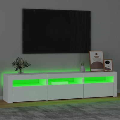 TV-taso LED-valoilla valkoinen 180x35x40 cm