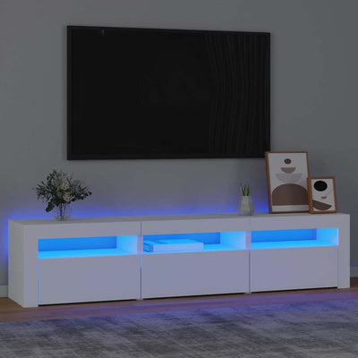 Valkoinen tv-taso led-valoilla Ranciu 180x35x40cm