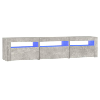 Betoninharmaa tv-taso led-valoilla Ranciu 180x35x40cm