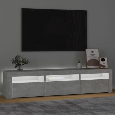 Betoninharmaa tv-taso led-valoilla Ranciu 180x35x40cm