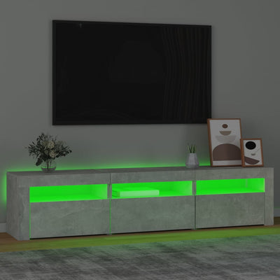 Betoninharmaa tv-taso led-valoilla Ranciu 180x35x40cm