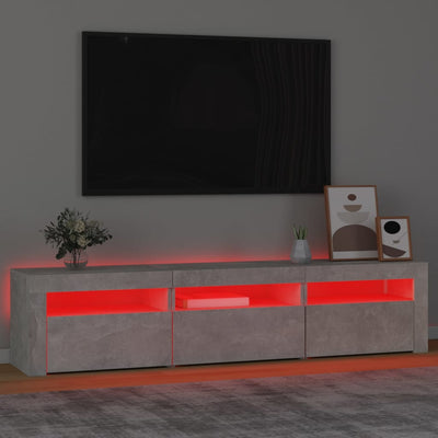 Betoninharmaa tv-taso led-valoilla Ranciu 180x35x40cm