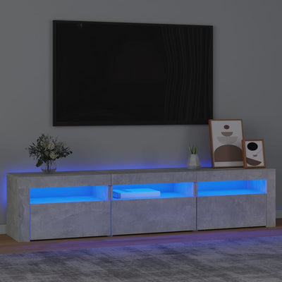 Betoninharmaa tv-taso led-valoilla Ranciu 180x35x40cm