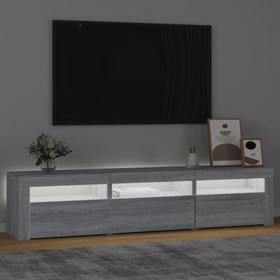 TV-taso LED-valoilla harmaa Sonoma 180x35x40 cm