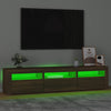 TV-taso LED-valoilla ruskea tammi 180x35x40 cm