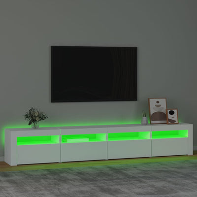 Valkoinen tv-taso led-valoilla Harghitei 240x35x40cm