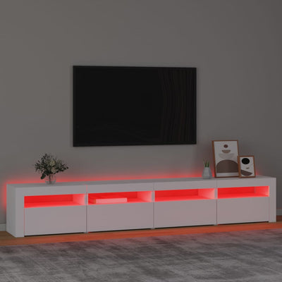 TV-taso LED-valoilla valkoinen 240x35x40 cm