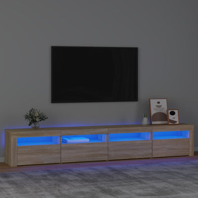 Sonoma tammi tv-taso led-valoilla Harghitei 240x35x40cm