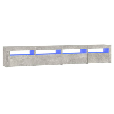 Betoninharmaa tv-taso led-valoilla Harghitei 240x35x40cm