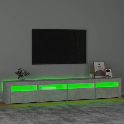 Betoninharmaa tv-taso led-valoilla Harghitei 240x35x40cm