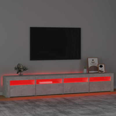 Betoninharmaa tv-taso led-valoilla Harghitei 240x35x40cm