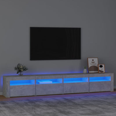 Betoninharmaa tv-taso led-valoilla Harghitei 240x35x40cm
