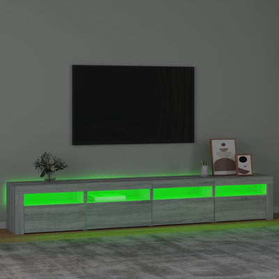 Harmaa tv-taso led-valoilla Harghitei 240x35x40cm