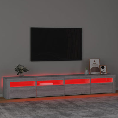 TV-taso LED-valoilla harmaa Sonoma 240x35x40 cm
