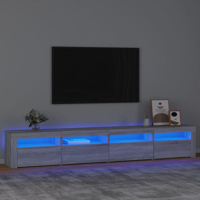 Harmaa tv-taso led-valoilla Harghitei 240x35x40cm
