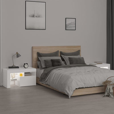 Valkoinen yöpöydät Portocala 70x36,5x40cm (2 kpl led-valoilla)