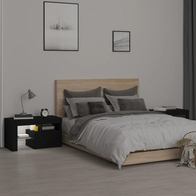 Musta yöpöydät Portocala 70x36,5x40cm (2 kpl led-valoilla)