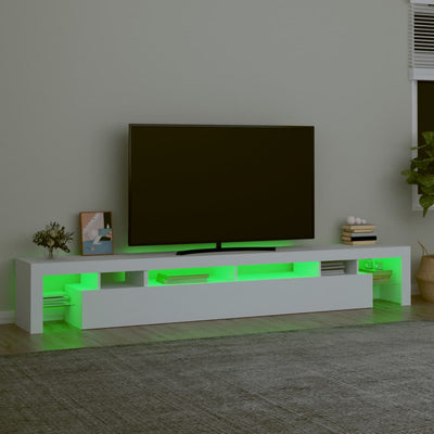 Valkoinen tv-taso led-valoilla Cinstantin 260x36,5x40cm