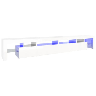TV-taso LED-valoilla korkeakiilto valkoinen 260x36,5x40 cm